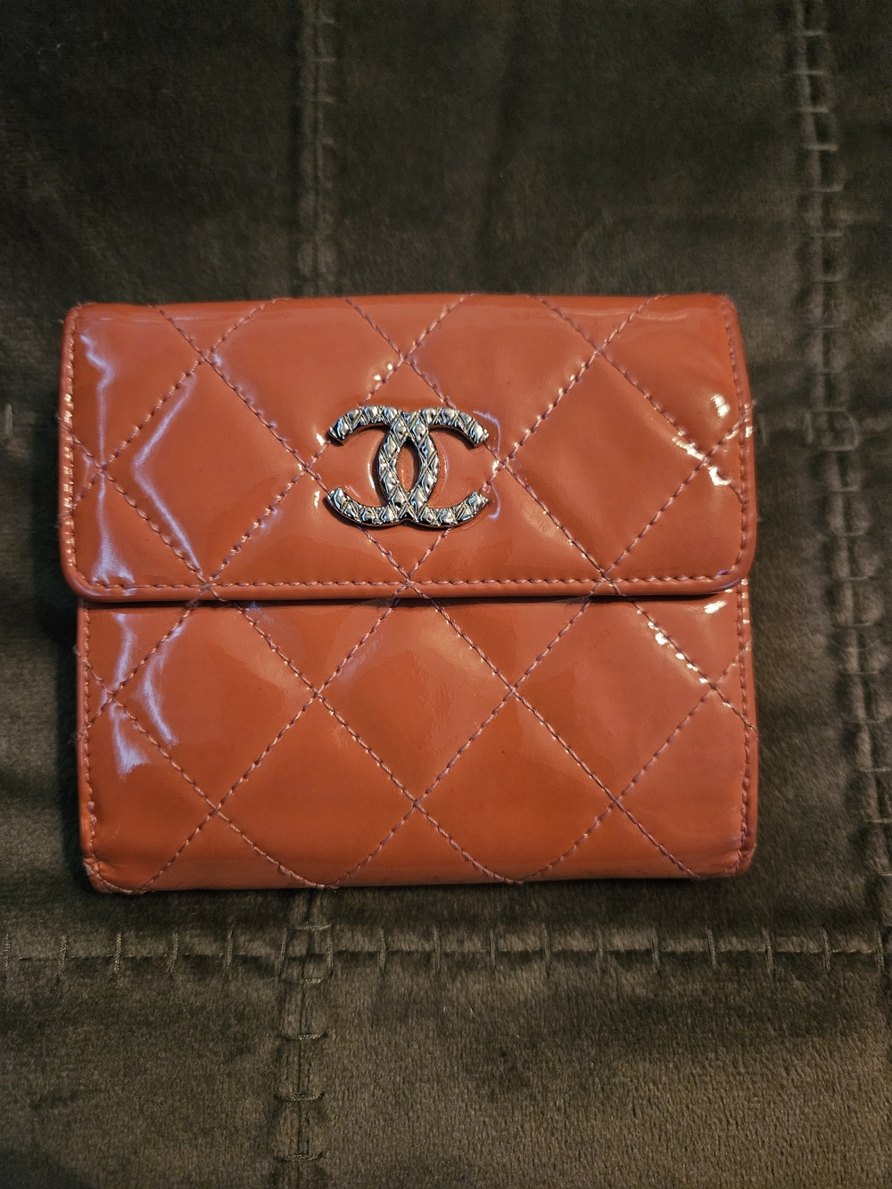 Chanel Quilted Patent Leather Compact Wallet